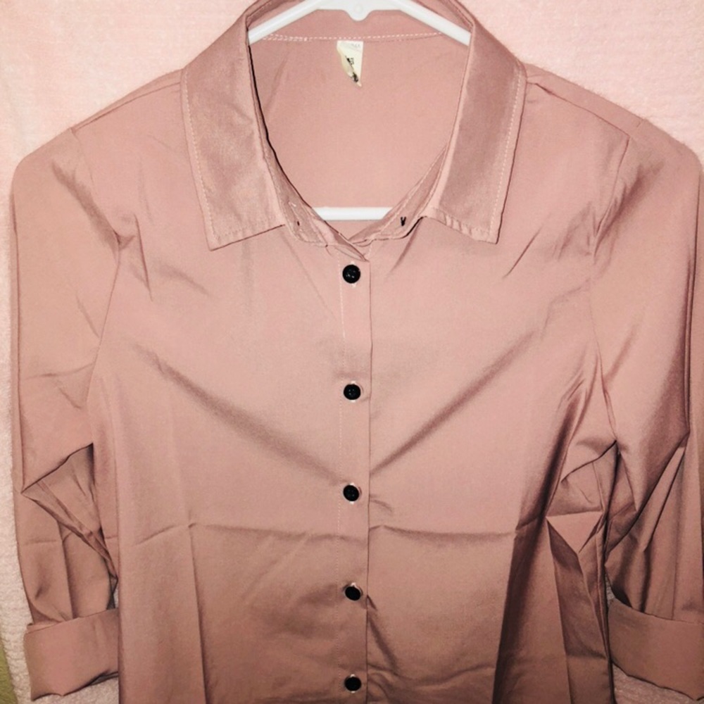 Rose pink button down Small blouse